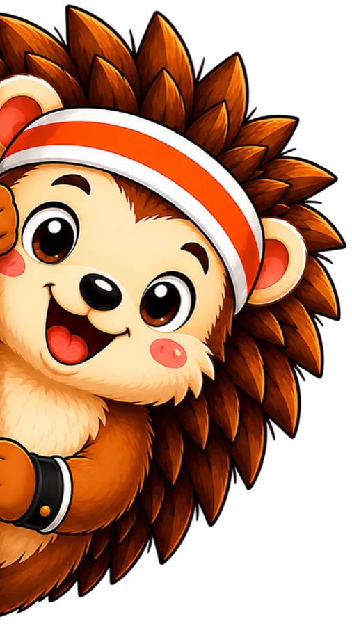 Pal the Hedgepal hedgehog mascot peeking around a corner